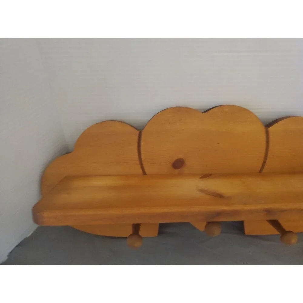 Vtg Hand Crafted Oak Wood Heart Shelf 3